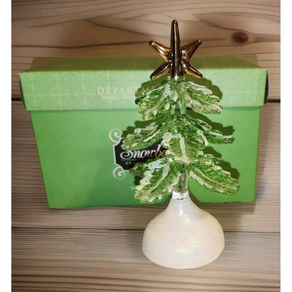 Department 56 Snowbabies Small Glittered Glass Christmas Tree MIB